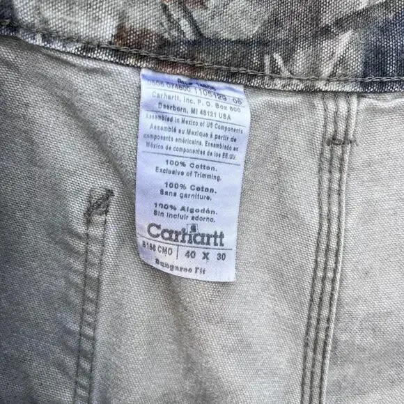 Carhartt B158 Camo Double Knee Work Pants 36x30 Baggy Carpenter Dungaree Loose